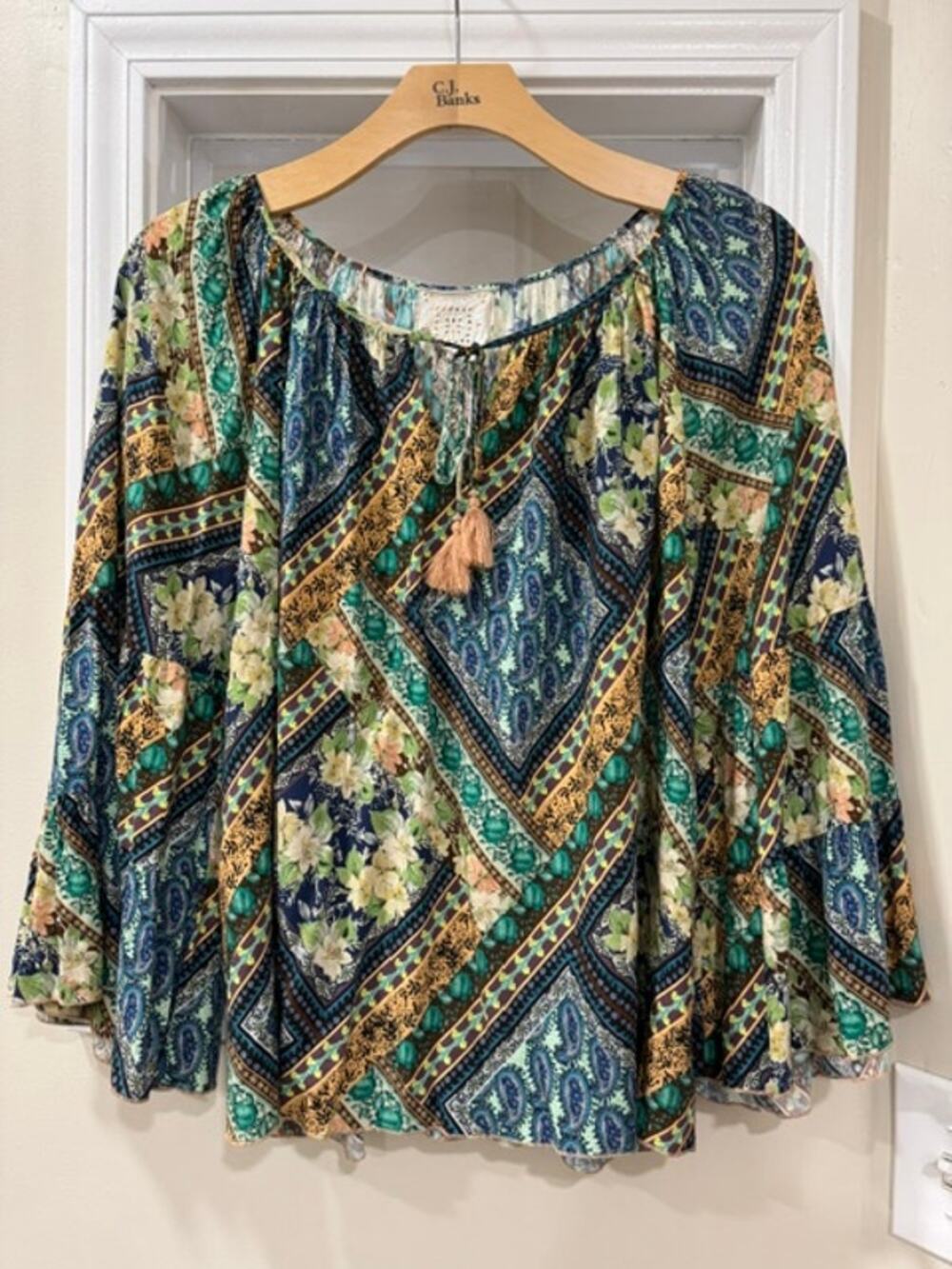 Johnny Was Jade Blouse - Picture 1 of 2